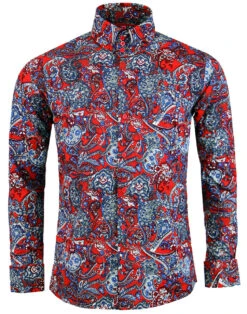 Sunset Paisley 1960s Mod Shirt RED -Cheap Outfits For Man Store madcap england sunset paisley shirt red 2 41267.1661270293
