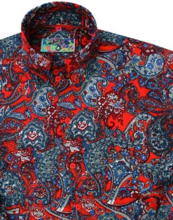 Sunset Paisley 1960s Mod Shirt RED -Cheap Outfits For Man Store madcap england sunset paisley shirt red 3 88009.1661270295