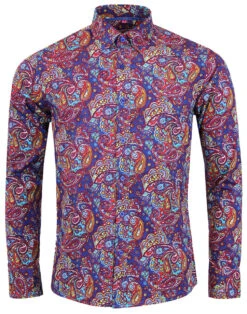 Tabla Paisley Psychedelic Mod Shirt -Cheap Outfits For Man Store madcap england tabla paisley shirt royal 3 36991.1661270578