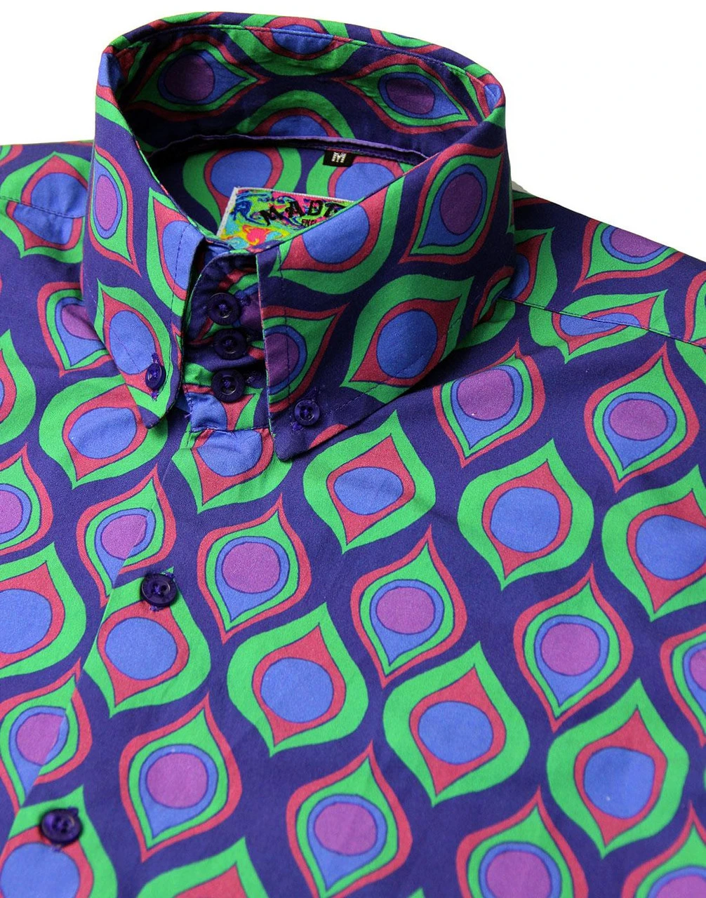 Teardrop Peacock Retro Op Art Shirt 4 Teardrop Peacock Retro Op Art Shirt - Image 2