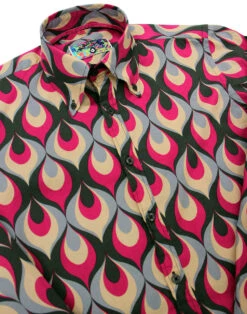 Trip Flames Retro Mod Op Art Shirt -Cheap Outfits For Man Store madcap england trip flames shirt 2 33339.1661270284