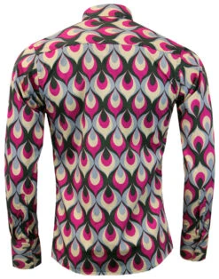 Trip Flames Retro Mod Op Art Shirt -Cheap Outfits For Man Store madcap england trip flames shirt 3 24721.1661270282