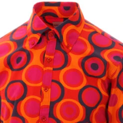 Trip Circles Mod Button Down Shirt -Cheap Outfits For Man Store madcap england trip op art mod target shirt orange 2 25936.1661265467 3