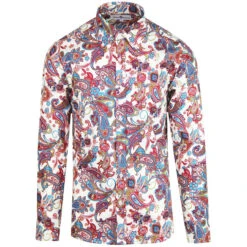 Trip Paisley Retro Mod 60s Shirt -Cheap Outfits For Man Store madcap england trip paisley shirt red ecru 4 07148.1661266013