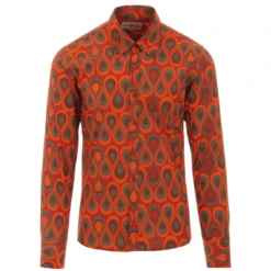 Trip Teardrops 60s Mod Op Art Shirt -Cheap Outfits For Man Store madcap england trip teardrops op art shirt orange 1 56402.1661265515