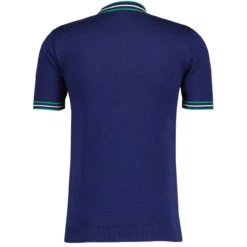 Wilson Pointelle Knit Mod Mock Turtleneck Tipped Tee In Navy -Cheap Outfits For Man Store madcap england wilson ss tipped knit top navy mc1041 11 21401.1693991705