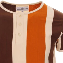 Winston Mod Stripe Grandad Top (O) -Cheap Outfits For Man Store madcap england winston grandad tee ochre 2 67031.1661263881