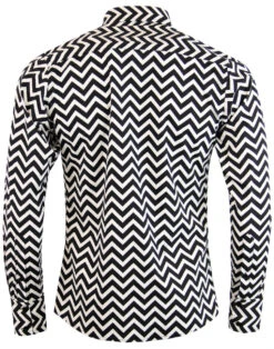 Zig Zag Trip Mod Button Down Shirt -Cheap Outfits For Man Store madcap england zig zag shirt 4 14072.1661270786