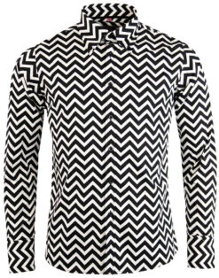 Zig Zag Trip Mod Button Down Shirt -Cheap Outfits For Man Store madcap england zig zag shirt 5 64806.1661270785