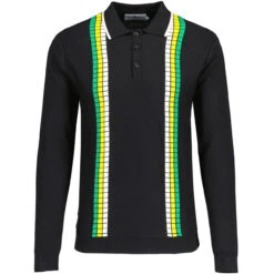 Zodiac Mod Textured Raised Stripe Knitted Polo Shirt Black 21 Zodiac Mod Textured Raised Stripe Knitted Polo Shirt Black -Cheap Outfits For Man Store madcap england zodiac waffle square stripe polo black 3 78989.1695997591