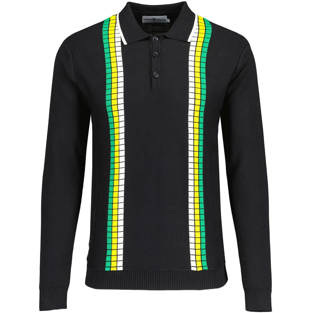 Zodiac Mod Textured Raised Stripe Knitted Polo Shirt Black 7 Zodiac Mod Textured Raised Stripe Knitted Polo Shirt Black - Image 5