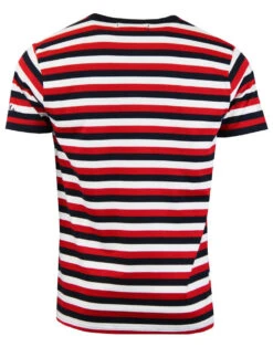 Bande Retro Mod Tri-Stripe T-Shirt 6 Bande Retro Mod Tri-Stripe T-Shirt -Cheap Outfits For Man Store madcap feeder stripe white navy red back 10027.1661269522