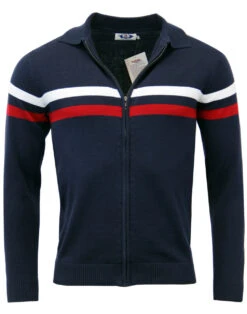 Mavers MADCAP Retro Mod Zip Through Cardigan (B) -Cheap Outfits For Man Store madcap mavers zip cardigan navy 1 84718.1661271978
