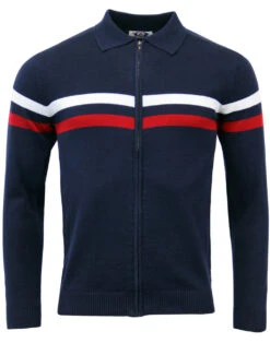 Mavers MADCAP Retro Mod Zip Through Cardigan (B) -Cheap Outfits For Man Store madcap mavers zip cardigan navy 6 54030.1661271974