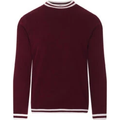 LS Moon Mod Tipped Knit Jumper (B) -Cheap Outfits For Man Store madcap moon longsleeve top zinfandel front 74911.1661260847 4