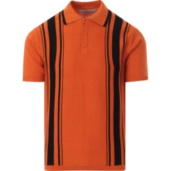 Aftermath Mod Stripe Knit Polo D/IP -Cheap Outfits For Man Store madcapeng aftermath polo rust front1 31782.1661264310