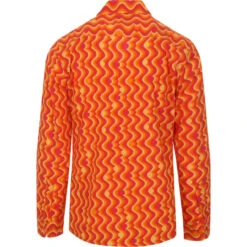 Surfari Retro Resort Collar Shirt -Cheap Outfits For Man Store madcapeng dotwave pattern shirt orange back 71694.1661263152