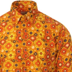 Trip Retro Floral 60s Mod Shirt -Cheap Outfits For Man Store madcapeng floral shirt yellow detail 36924.1661263296