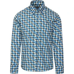 Trip Geo Chevron Retro Mod Shirt -Cheap Outfits For Man Store madcapeng geo print shirt blue front 36574.1661263265