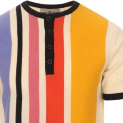 Zen Mod Stripe Knit Grandad Top (P) -Cheap Outfits For Man Store madcapeng grandad tshirt whisper detail 20501.1661263054 3