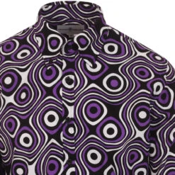 Trip Op Art Mod Big Collar Shirt BR 17 Trip Op Art Mod Big Collar Shirt BR -Cheap Outfits For Man Store madcapeng opart shirt lilac detail 61836.1661262959 2