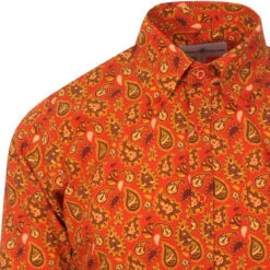 Trip Paisley Gold 60s Mod Shirt -Cheap Outfits For Man Store madcapeng paisley print shirt gold detail 29857.1661263241