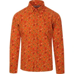 Trip Paisley Gold 60s Mod Shirt -Cheap Outfits For Man Store madcapeng paisley print shirt gold front 41263.1661263239