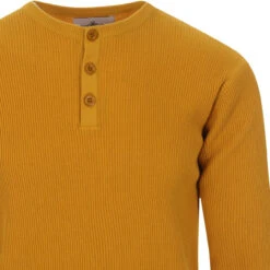 Caine Ribbed Grandad Top (Rust) 28 Caine Ribbed Grandad Top (Rust) -Cheap Outfits For Man Store madcapeng ribbed long polo yellow detail 14076.1661264072