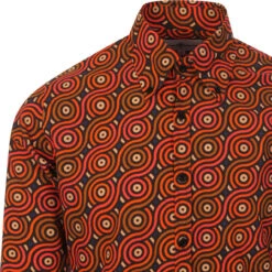 Trip Rainbow Rolls Retro 70s Shirt -Cheap Outfits For Man Store madcapeng rolls print shirt navy detail 30332.1661263284