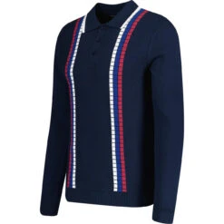 Zodiac Mod Raised Stripe Knit Polo -Cheap Outfits For Man Store madcapeng stripe ls polo tshirt peacoat side 69811.1678194984 1