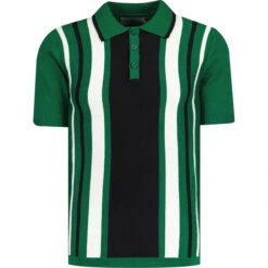 Folklore Mod Stripe Knit Polo BLUE -Cheap Outfits For Man Store madcapeng stripe polo tshirt green front 61805.1673453107 2