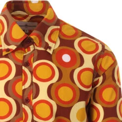 Trip Circles Mod Button Down Shirt -Cheap Outfits For Man Store madcapeng trip shirt mustard detail 55585.1661264562 5