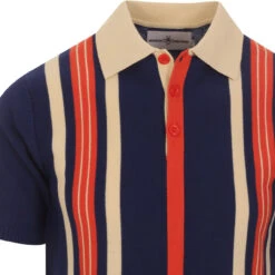 Farlowe Mod Stripe Knit Polo Top WS -Cheap Outfits For Man Store madcapeng vertical stipes polo blue detail 60127.1661263007