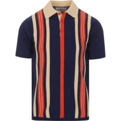 Farlowe Mod Stripe Knit Polo Top -Cheap Outfits For Man Store madcapeng vertical stipes polo blue front 26083.1661263003 2