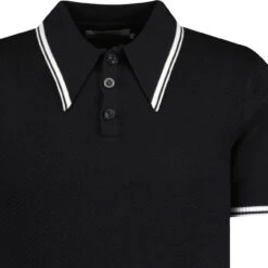 Empire Mod Big Collar Popcorn Waffle Polo In Black/Buckthorn -Cheap Outfits For Man Store madcapengland empire polo tshirt black detail 95757.1687259704 1