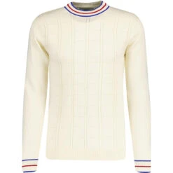 Moore MADCAP Turtleneck Pointelle Knit Jumper (PB) -Cheap Outfits For Man Store madcapengland turtleneck pointelle top white front 05677.1676646924 2